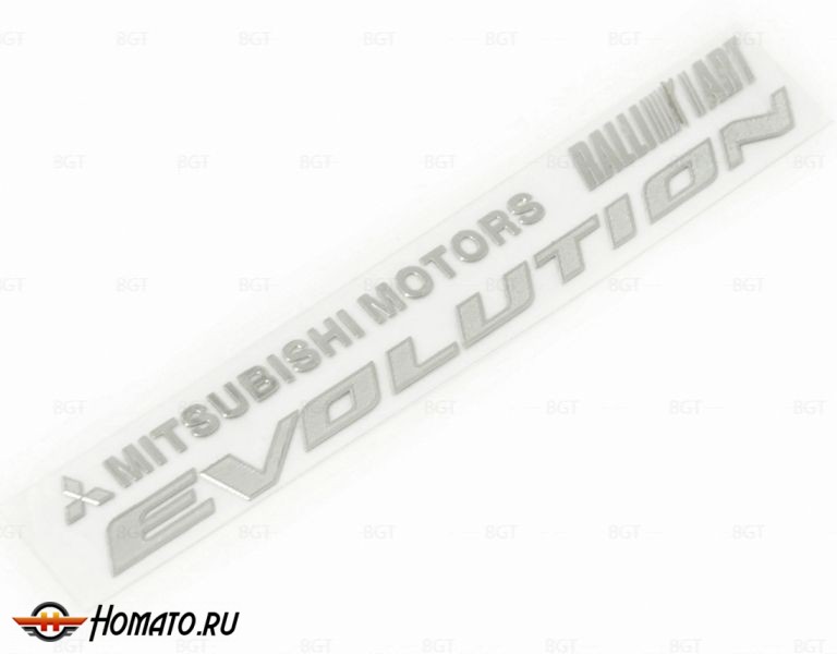 Шильд "Evolution" Для Mitsubishi, Самоклеящийся. Цвет: Хром. 1 шт. «90x13»