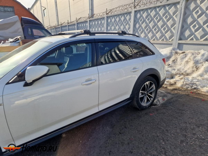 Дефлекторы Audi A4 (B9) 2015+ универсал / Allroad | с хром молдингом, из 6 частей, премиум, плоские, 2D
