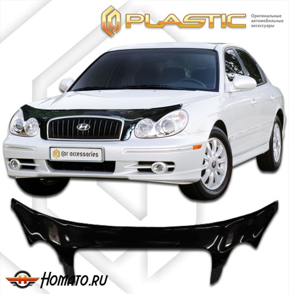 Дефлектор капота Hyundai Sonata 4 2004-2012 (EF) | exclusive, черный