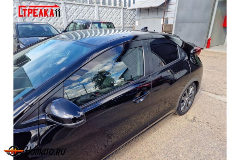 Дефлекторы Honda Civic 9 (5D) 2012+ | из 4 частей, премиум, плоские, 2D