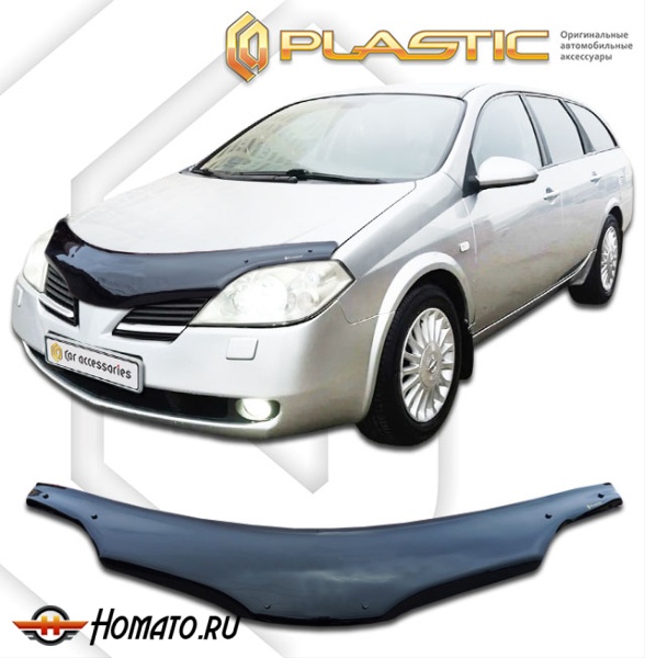 Дефлектор капота Nissan Primera Универсал 2001-2008 (P12) | черный