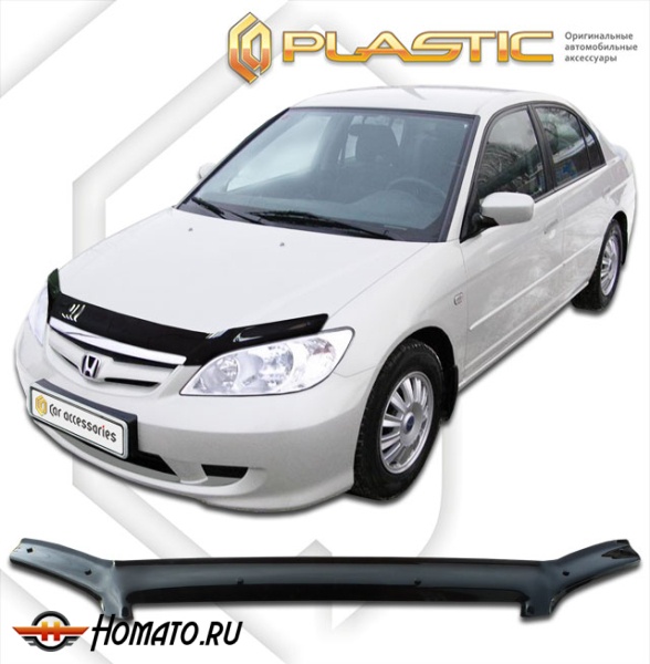 Дефлектор капота Honda Civic седан 7 2004-2005 (ES-1) | черный