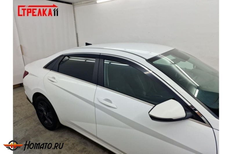 Дефлекторы Hyundai Elantra 7 2021- | премиум, плоские, 2D