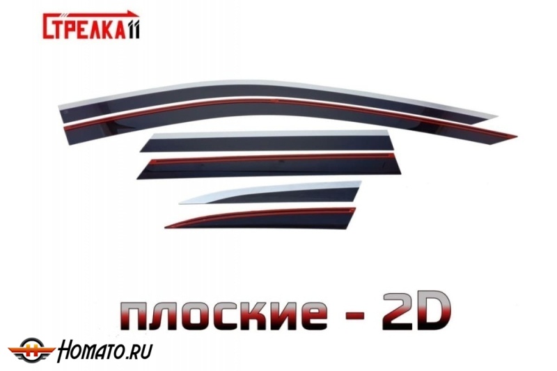 Дефлекторы Ауди А6 С8 2018-2024 универсал | с хром молдингом, из 6 частей, премиум, плоские, 2D,