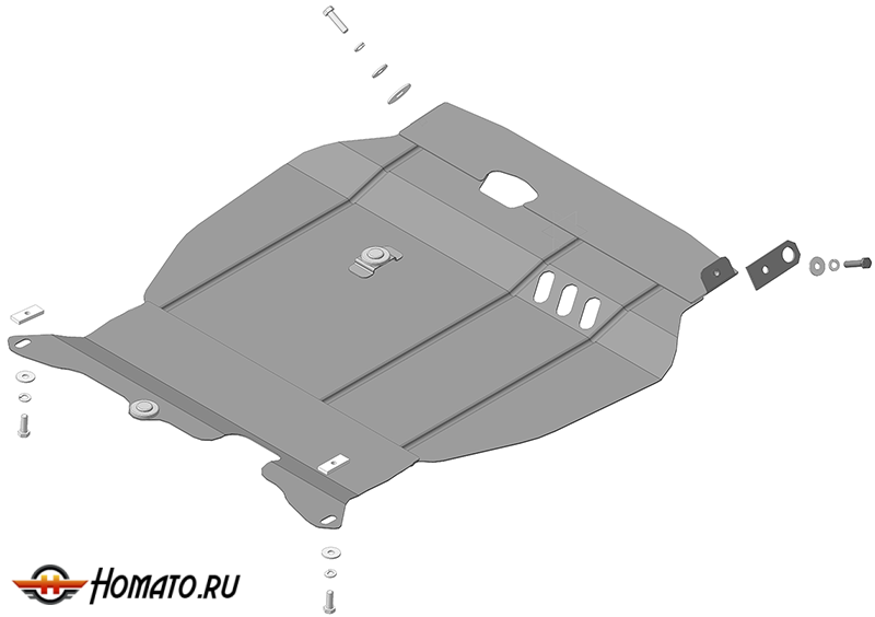 Защита картера Peugeot 4007 2007-2012 | двигатель + КПП, 2 мм, сталь | MOTODOR | 01324