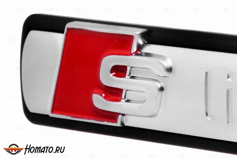 Шильд "S Line" Для Audi, На фиксаторах. Цвет: Хром, 1 шт. «74 mm*17 mm»