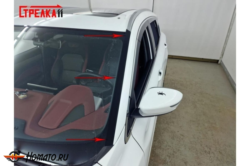 Премиум водостоки дефлекторы лобового стекла Geely Coolray 2019-2023+ дорестайл