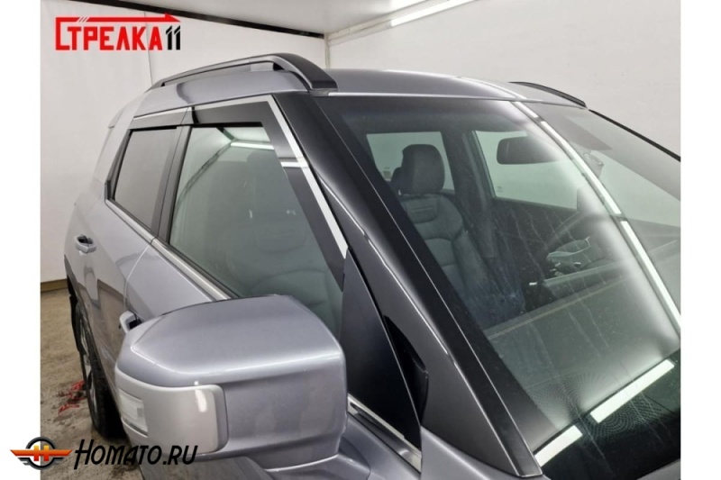 Дефлекторы КГМ Торрес | с хром молдингом, из 4 частей, премиум, плоские, 2D