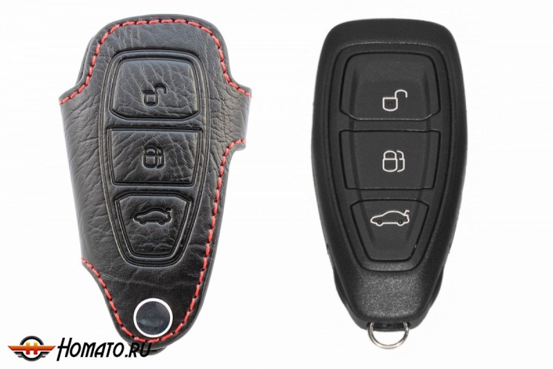 Брелок «кожаный чехол» для ключа Ford: Focus III, Mondeo, C-Max, S-Max, Galaxy «вар.4» | Без лого FORD