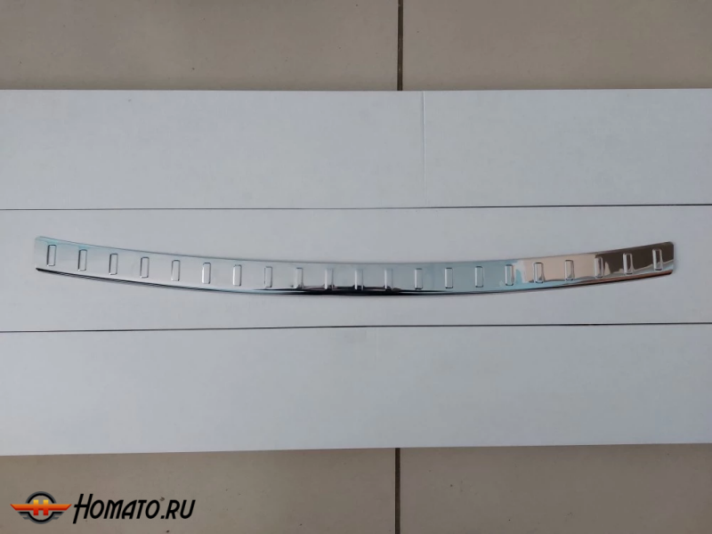 Накладка на задний бампер Хендай Солярис 1 (2010-2014) дорестайл, седан | нержавейка, с загибом