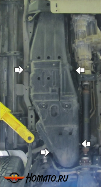 Защита картера Mitsubishi Pajero IV 2012-2020 | топливный бак, 3 мм, сталь | MOTODOR | 11337