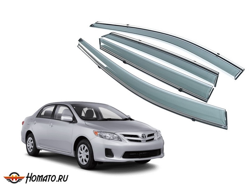 Премиум дефлекторы окон для Toyota Corolla 2007+/2010+ | с молдингом из нержавейки