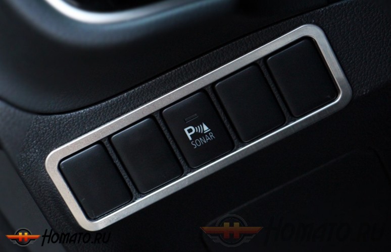 Окантовка кнопок парктроника для Mitsubishi Outlander 2015+ | 1 часть
