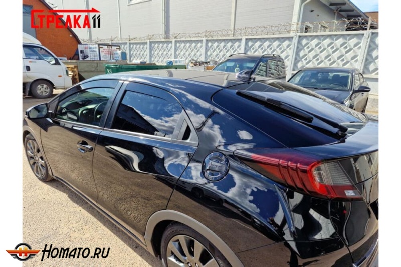 Дефлекторы Honda Civic 9 (5D) 2012+ | из 4 частей, премиум, плоские, 2D