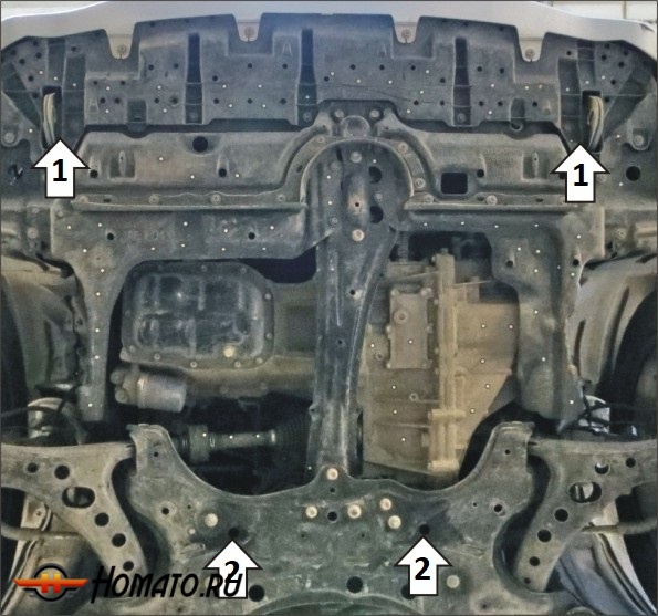 Защита картера Toyota Noah 2014-2021 | двигатель + КПП, 2 мм, сталь | MOTODOR | 72508