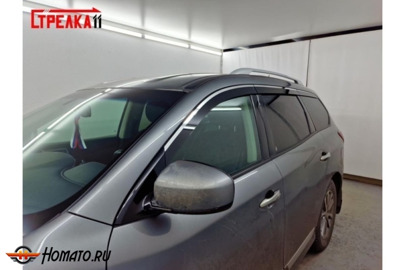 Дефлекторы Nissan Pathfinder (R52) 2014-2021 | премиум, плоские, 2D