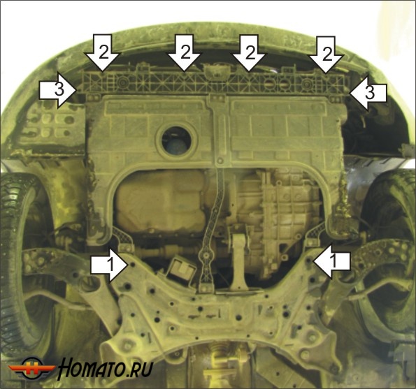 Защита картера KIA Optima 2010-2015 | двигатель + КПП, 2 мм, сталь | MOTODOR | 70918
