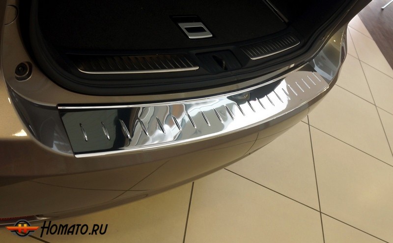 Накладка на задний бампер для Ford Focus 3 2011-2014 (седан) | зеркальная нержавейка, с загибом
