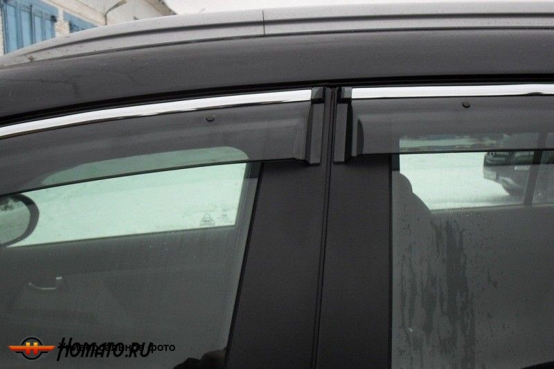 Дефлекторы боковых окон с хромированным молдингом, OEM Style для MITSUBISHI Outlander XL
