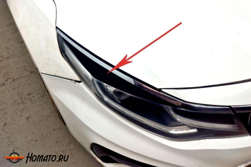 Накладки на фары для Киа Оптима 4 2014-2020 | 2 штуки, декор