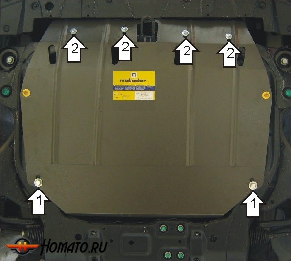 Защита картера KIA Carens 2006-2013 | двигатель + КПП, 2 мм, сталь | MOTODOR | 01023