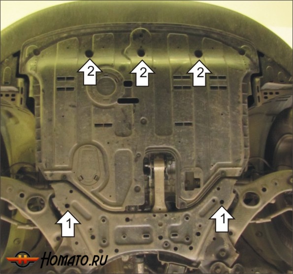 Защита картера KIA Sorento 2012-2020 | двигатель + КПП, 2 мм, сталь | MOTODOR | 71001