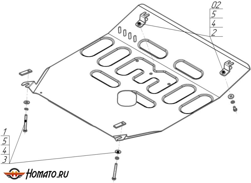 Защита картера Changan UNI-K 2020- | двигатель + КПП + радиатор, 2 мм, сталь | MOTODOR | 77203