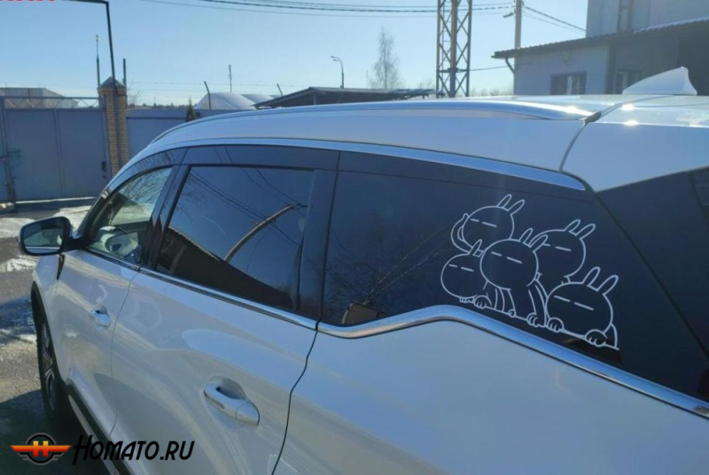 Дефлекторы Chery Tiggo 7 2019+ | из 6 частей, премиум, плоские, 2D