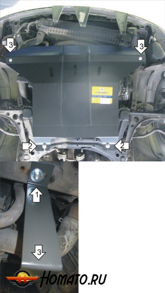 Защита картера Ford Galaxy 2000-2006 | двигатель + КПП, 2 мм, сталь | MOTODOR | 00711