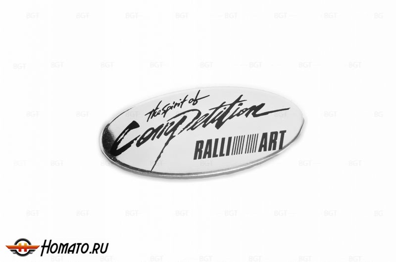 Шильд "Ralliart" Для Mitsubishi, Самоклеящийся. Цвет: Хром.1 шт. «80mm*40mm»