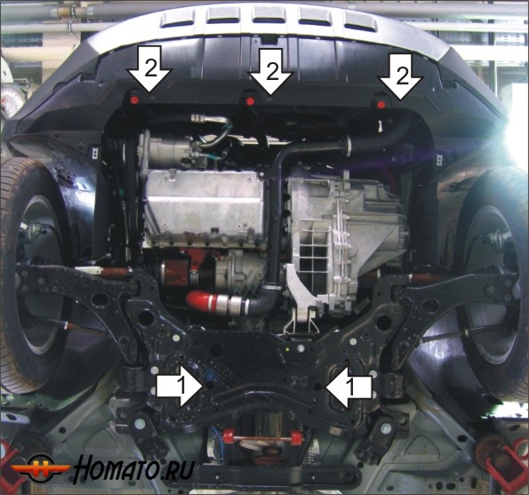 Защита картера Ford Kuga 2011-2013 | двигатель + КПП, 2 мм, сталь | MOTODOR | 00733