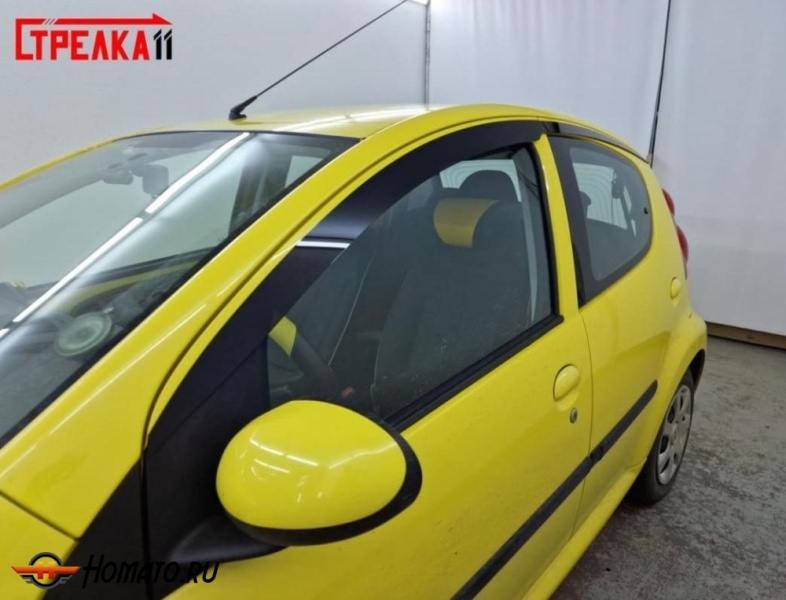 Дефлекторы Peugeot 107 (5D) 2005-2015 | из 4 частей, премиум, плоские, 2D