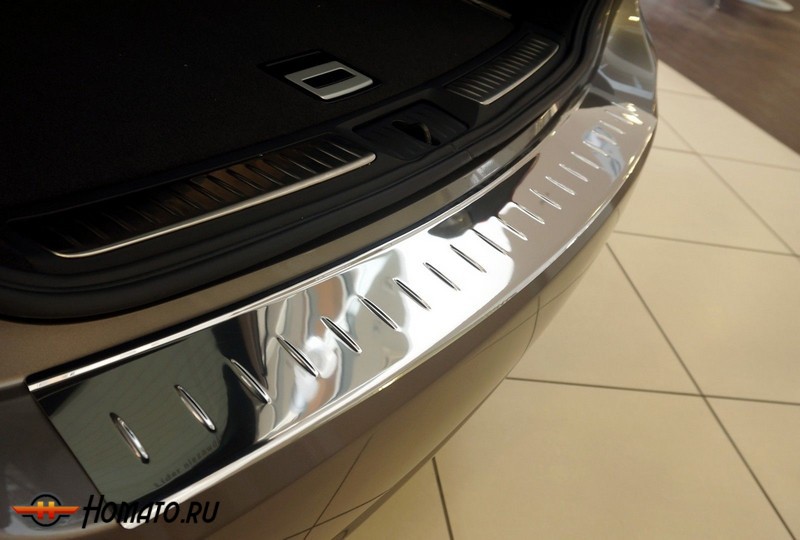 Накладка на задний бампер для Mazda CX-5 (2012-2014) | зеркальная нержавейка, с загибом
