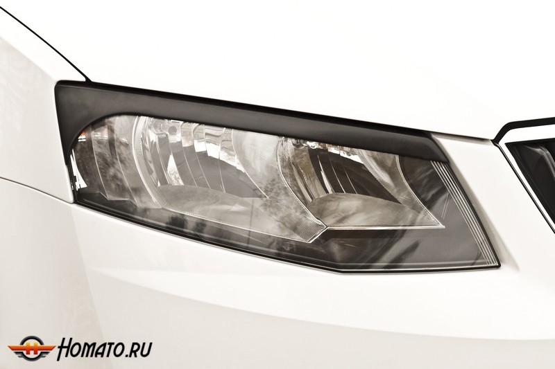 Накладки на передние фары (реснички) для Skoda Octavia A7 2014+ | глянец (под покраску)
