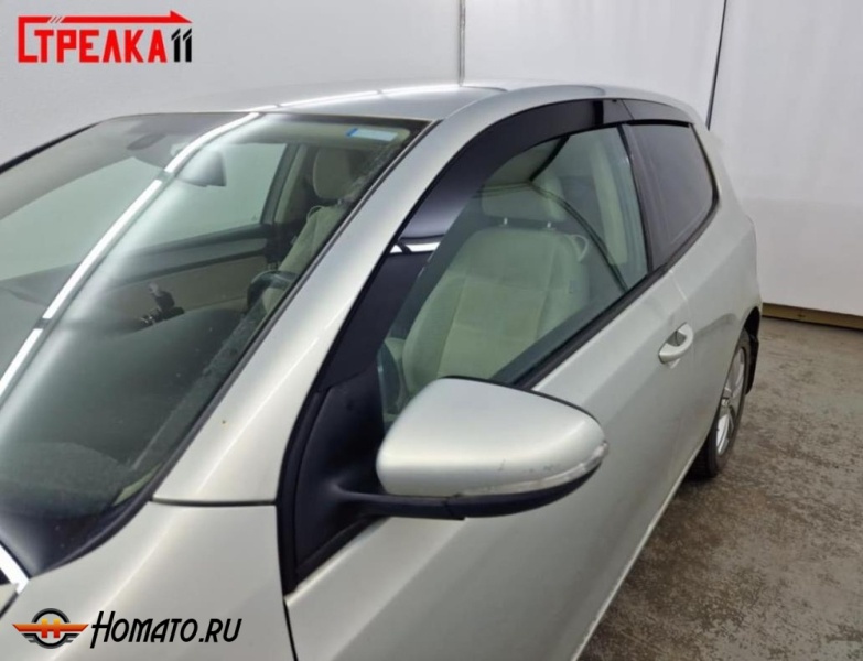 Дефлекторы Volkswagen Golf 6 (3D) 2008-2013 | из 4 частей, премиум, плоские, 2D