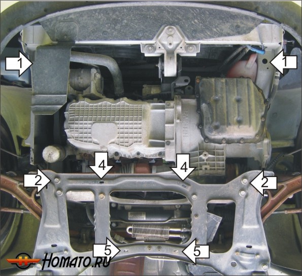 Защита картера Dodge Caravan IV 2000-2007 | двигатель + КПП, 2 мм, сталь | MOTODOR | 00306