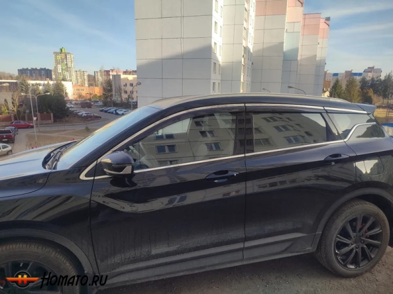Премиум дефлекторы окон из 6 частей для Belgee X50 | с молдингом из нержавейки