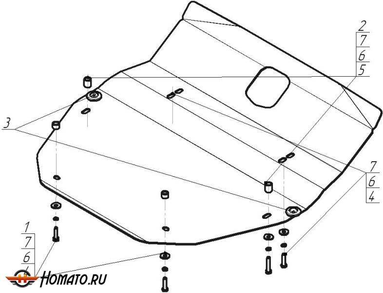Защита картера Land Rover Freelander II 2006-2012 | двигатель + КПП, 3 мм, сталь | MOTODOR | 13202