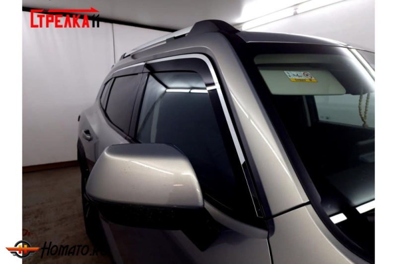 Дефлекторы Хавал Н7 2025+ | с хром молдингом, из 6 частей, премиум, плоские, 2D