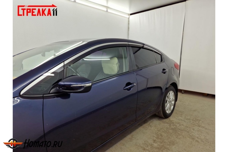 Дефлекторы Kia Cerato 3 2013+ | премиум, плоские, 2D