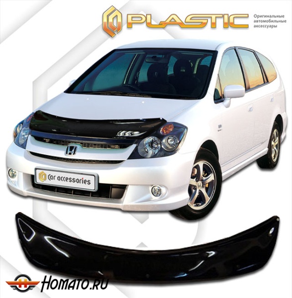 Дефлектор капота Honda Stream 1 2004-2006 (RN1-RN5) | черный