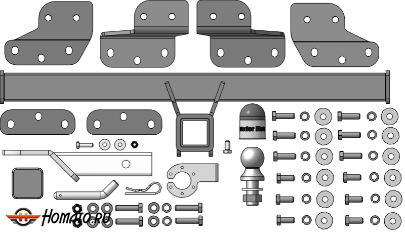 Фаркоп Tenet T7 | шар E - быстросъемный под квадрат, нагрузка 75/1500 | MOTODOR | 99032-E