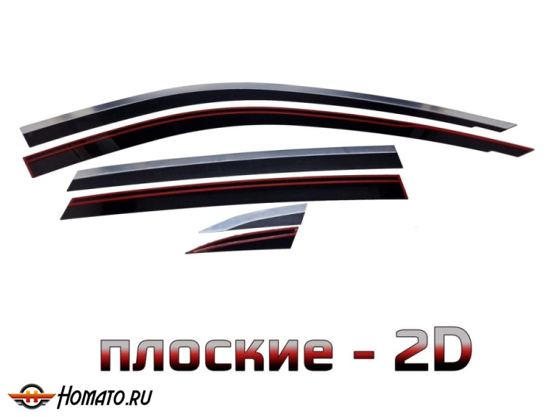 Дефлекторы Geely EX5 EM-i 2026+ | с хром молдингом, из 6 частей, премиум, плоские, 2D