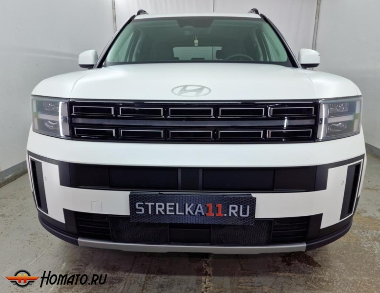 Накладки на решетку радиатора для Hyundai Santa Fe 5 (MX5) 2024+ | 10 штук, декор