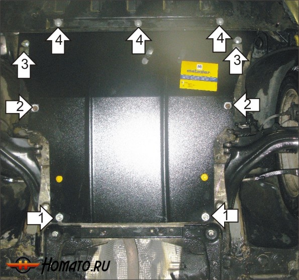 Защита картера Renault Scénic II 2003-2006 | двигатель + КПП, 2 мм, сталь | MOTODOR | 01719
