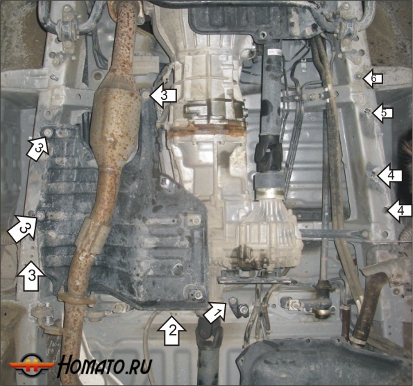 Защита картера Toyota Hiace 2004-2019 | КПП + раздатка, 2 мм, сталь | MOTODOR | 02566