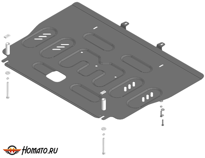 Защита картера Hongqi HS7 2 2023+ | двигатель + КПП, 2 мм, сталь | MOTODOR | 73910