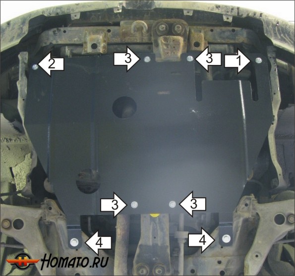 Защита картера Mitsubishi Carisma 1995-2006 | двигатель + КПП, 2 мм, сталь | MOTODOR | 01306