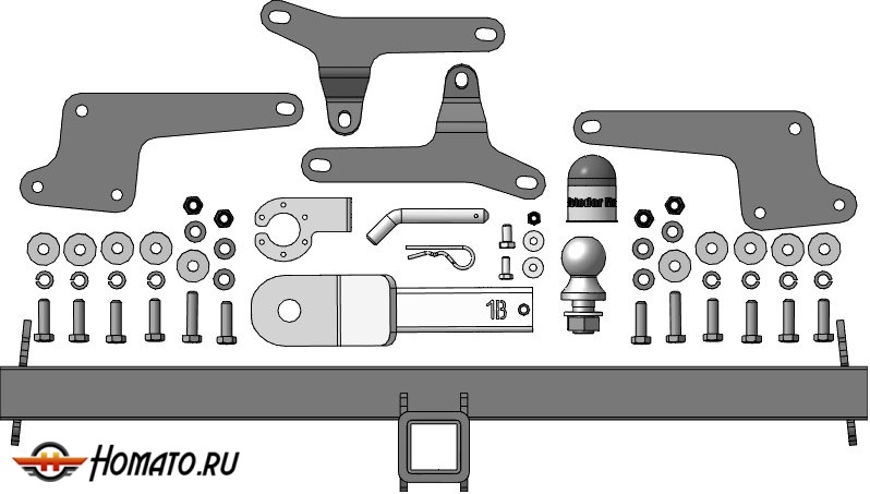 Фаркоп Toyota Rav4 5 (XA50) 2020+ / 2025+ Китай | Seintex | шар E - быстросъемный под квадрат, оцинкованный, нагрузка 100/2100 | MOTODOR | 92535-E