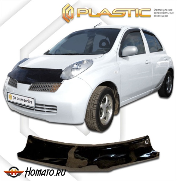 Дефлектор капота Nissan Micra 2004-2006 (K12) | черный